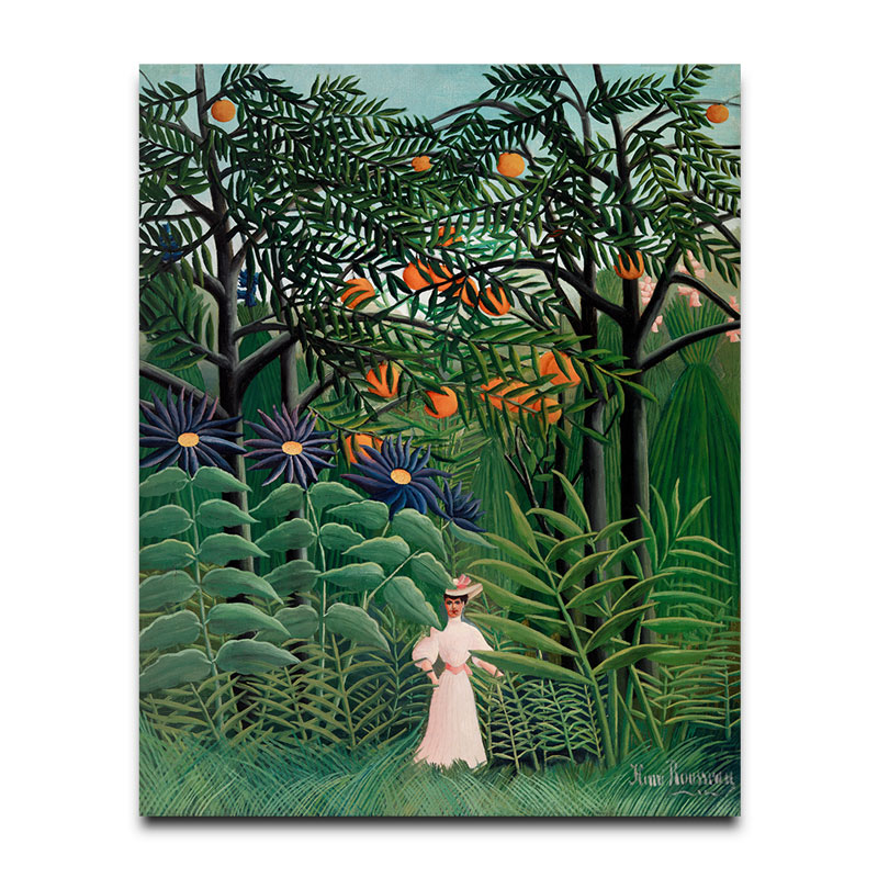 Woman Walking in an Exotic Forest Henri Rousseau