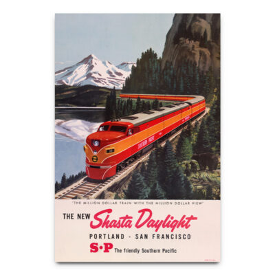 vintage train travel poster