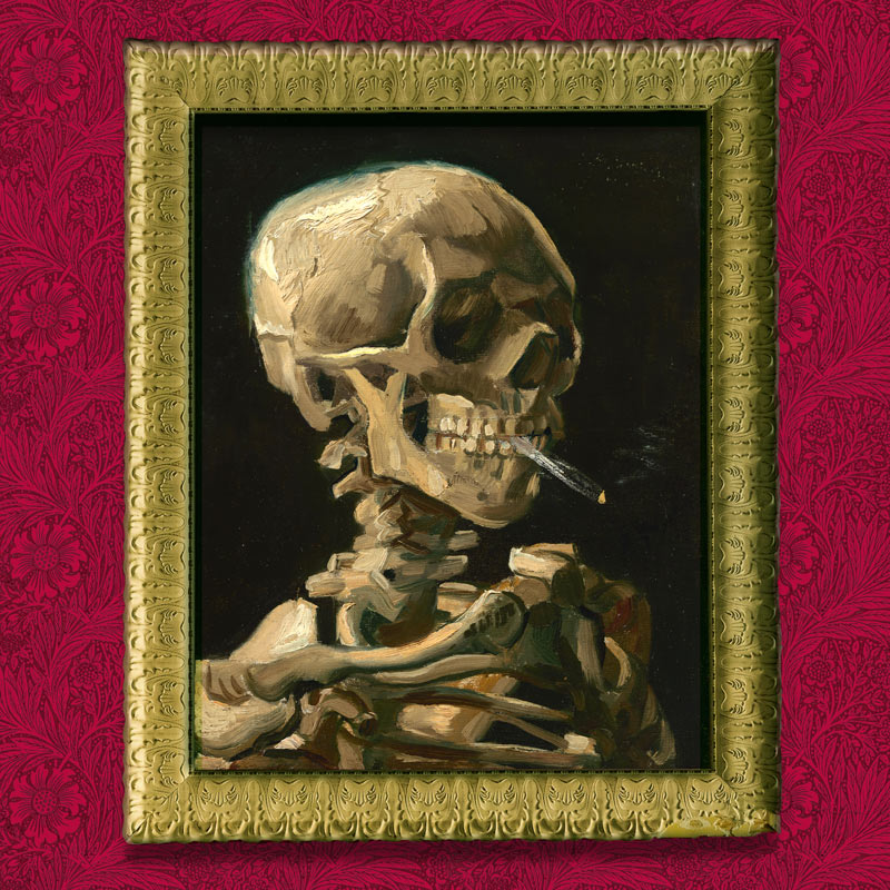 skeleton with cigarette - van gogh