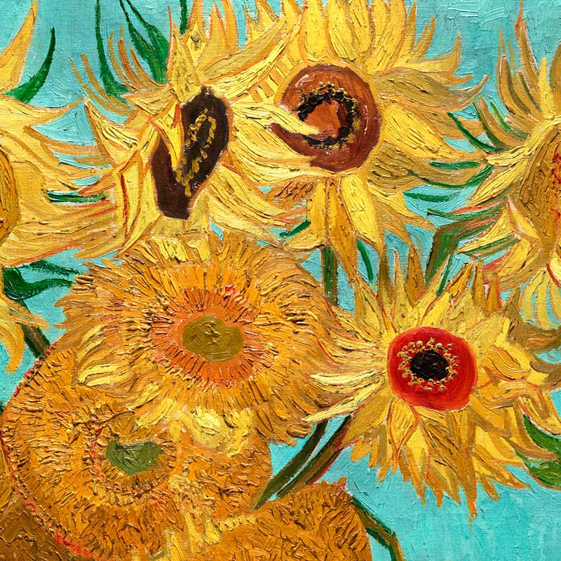 vase with sunflowers detail