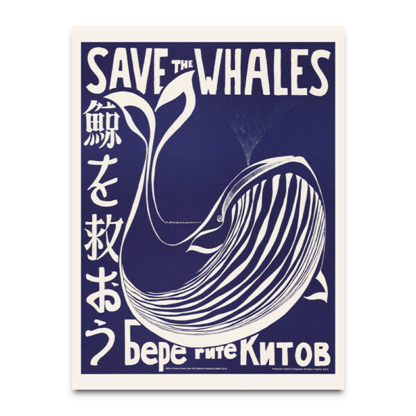 Save the whales vintage poster